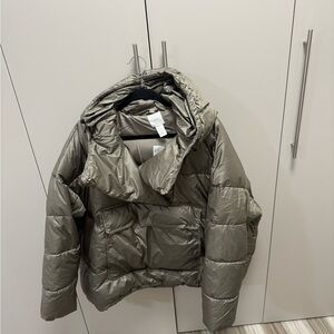 H&M Shiny Silver Puffer Jacket